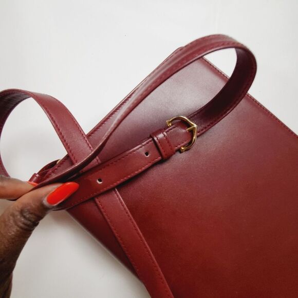 Cartier Bordeaux Shoulder Bag Double Flap Leather - Picture 15 of 16
